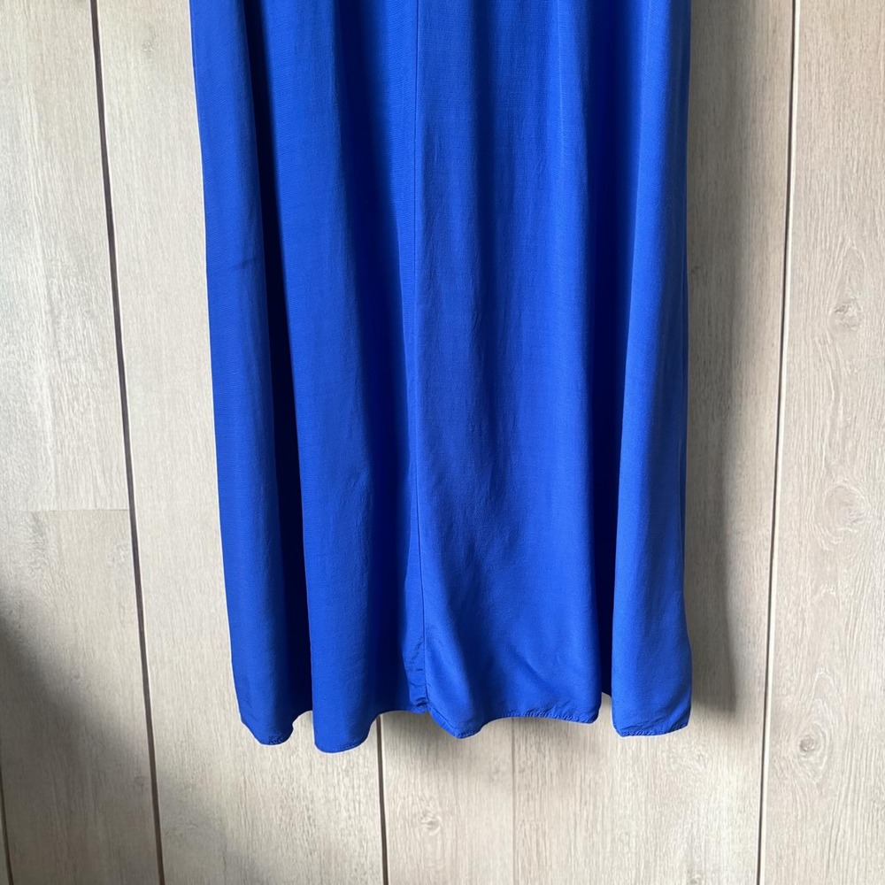Loft Dress Women's Size Royal Blue Midi Button Front Classic Feminine Flutter - Picture 11 of 11